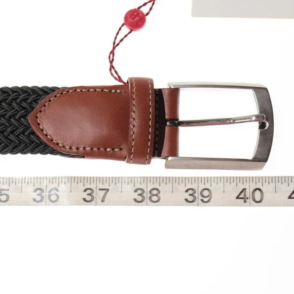 Luciano Barbera NWT Braided Elastic Belt Size 90 (US 34) in Dark Gray w/ Brown